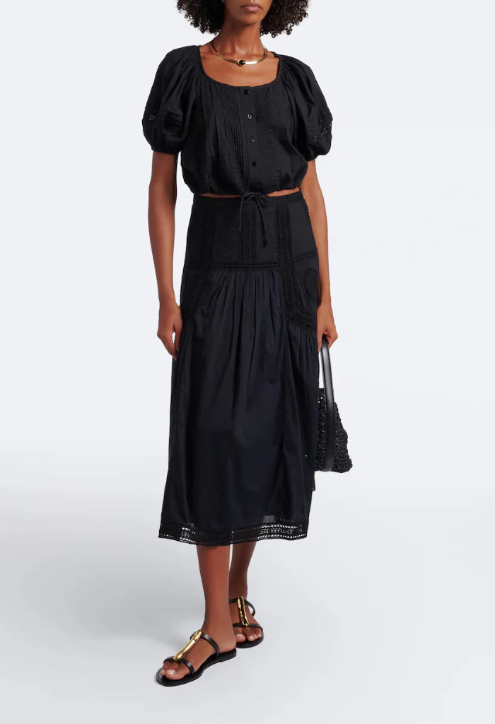 Alice Cotton Midi Skirt - Noir - Image 2
