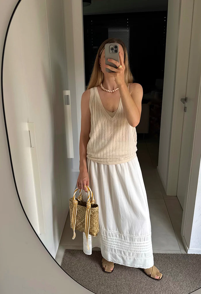 Amelia SL Knit Top - White Sand - Image 4