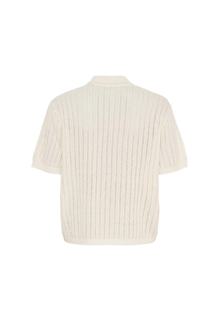 Amelia SS Knit Polo - White Sand - Image 4