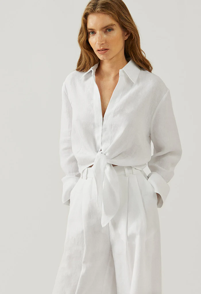 Anabela Shirt Optic White Linen - Image 2