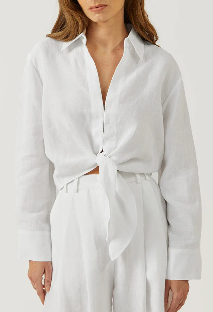 Anabela Shirt Optic White Linen - Image 4