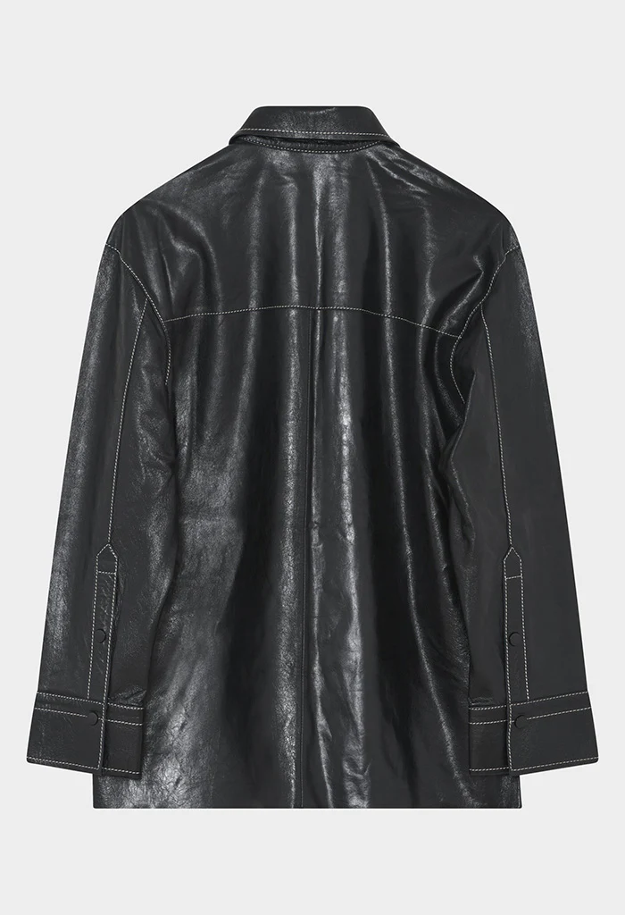 Andreas Polished Leather Shirt - Black - Image 7