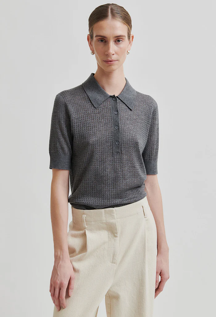 Annika Knit SS - Grey Mélange - Image 3