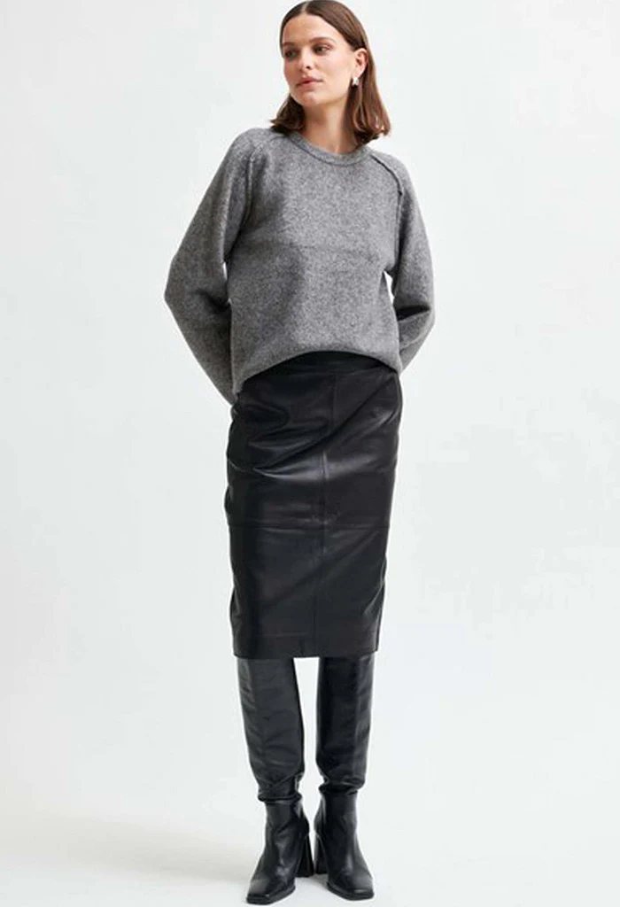 Banja Knit Raglan O-Neck - Mid Grey Mélange - Image 4