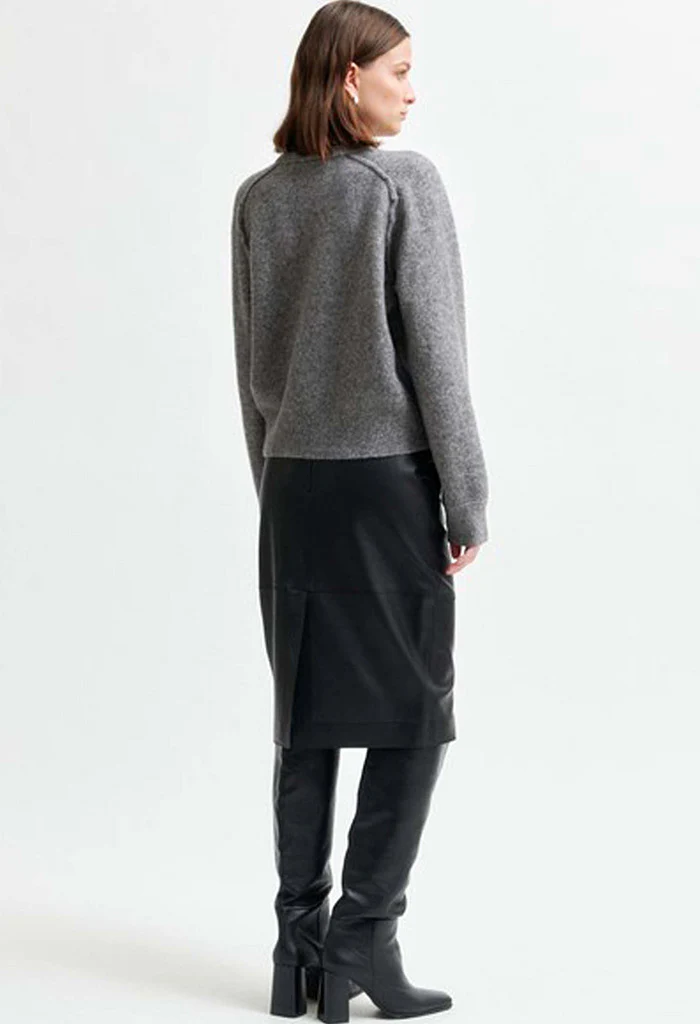 Banja Knit Raglan O-Neck - Mid Grey Mélange - Image 5