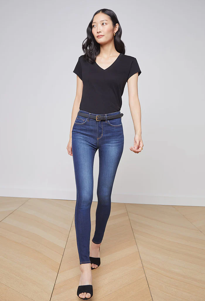 Becca Cotton V-Neck Tee - Black - Image 4