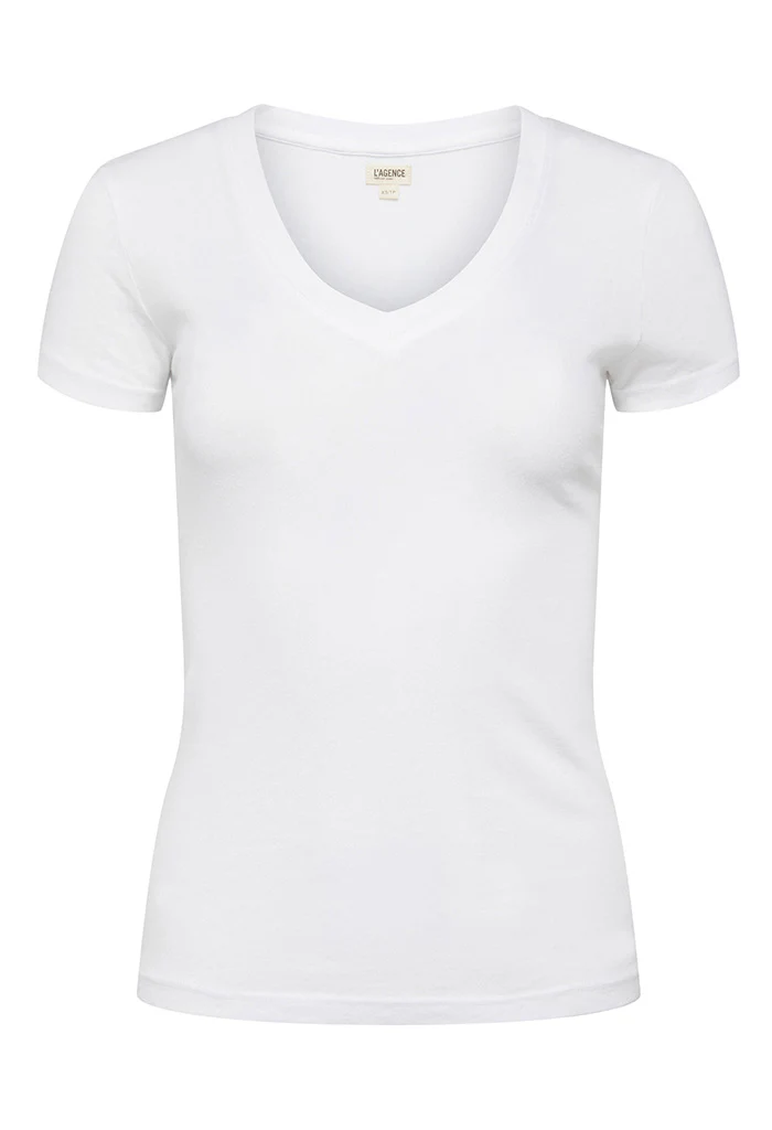 Becca Cotton V-Neck Tee - White - Image 5