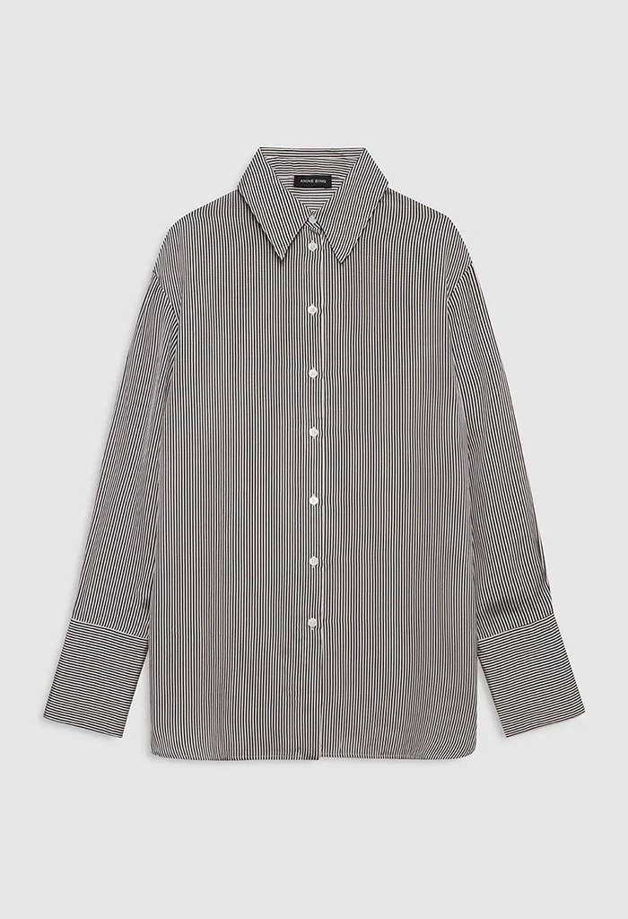Bridget Shirt - White and Black Mini Stripe - Image 5