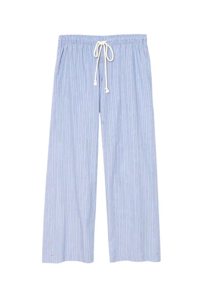 Brinna Pant - Chambray Teal Stripe