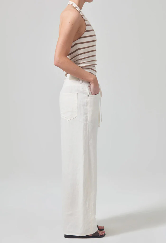 Brynn Drawstring Linen Trouser - Vanilla - Image 4