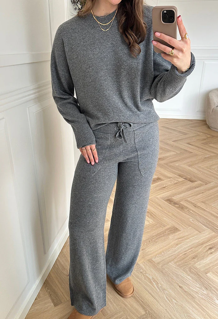 Calm Knit Pants - Grey Mélange - Image 2