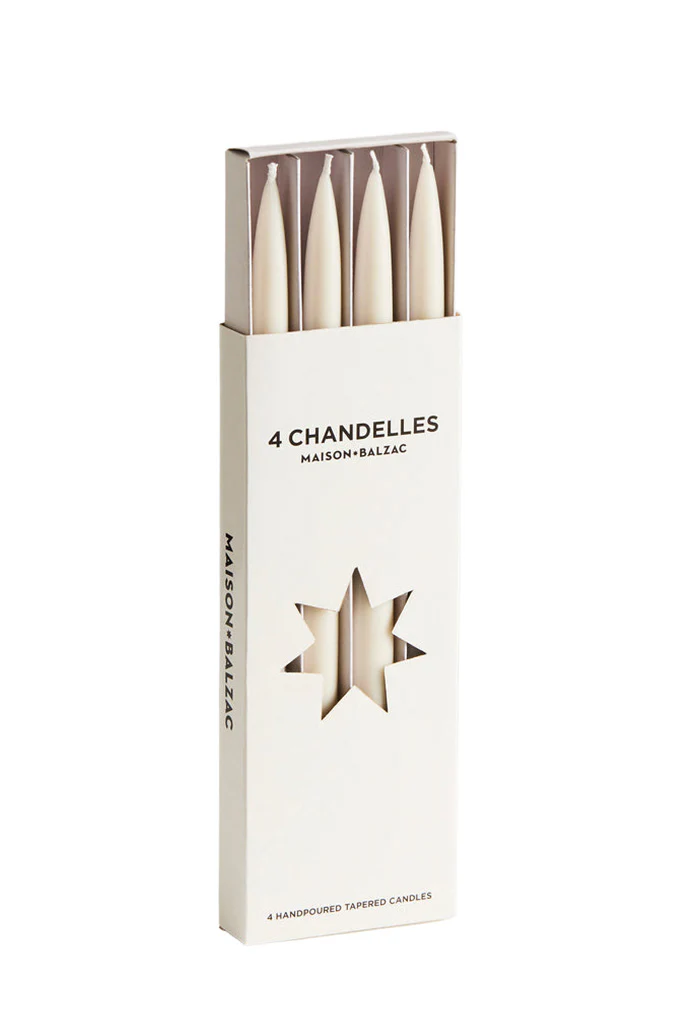 Chandelles 4 Tapered Candles - Chalk