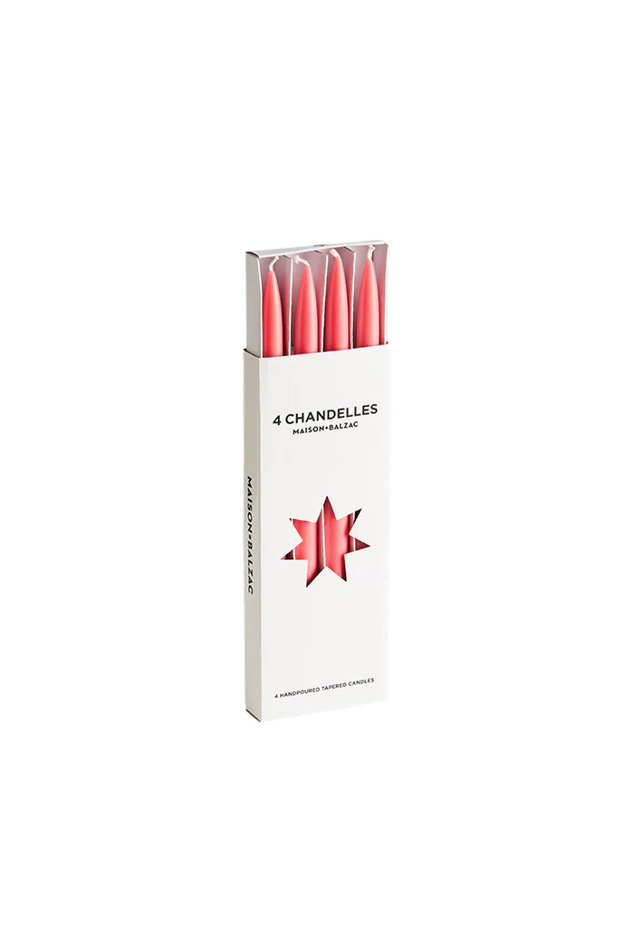 Chandelles 4 Tapered Candles - Raspberry
