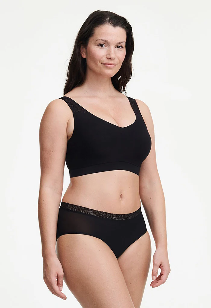 Padded Top with Lace - Black - Image 4