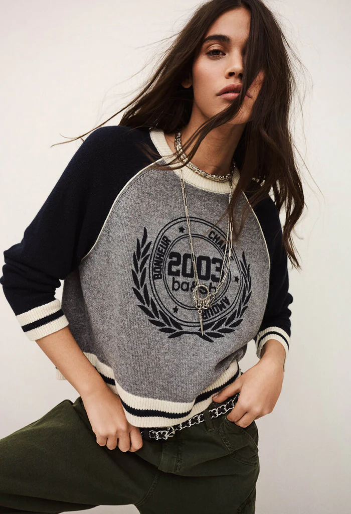 Collette Sports Jumper - Grey w/Navy - Image 4