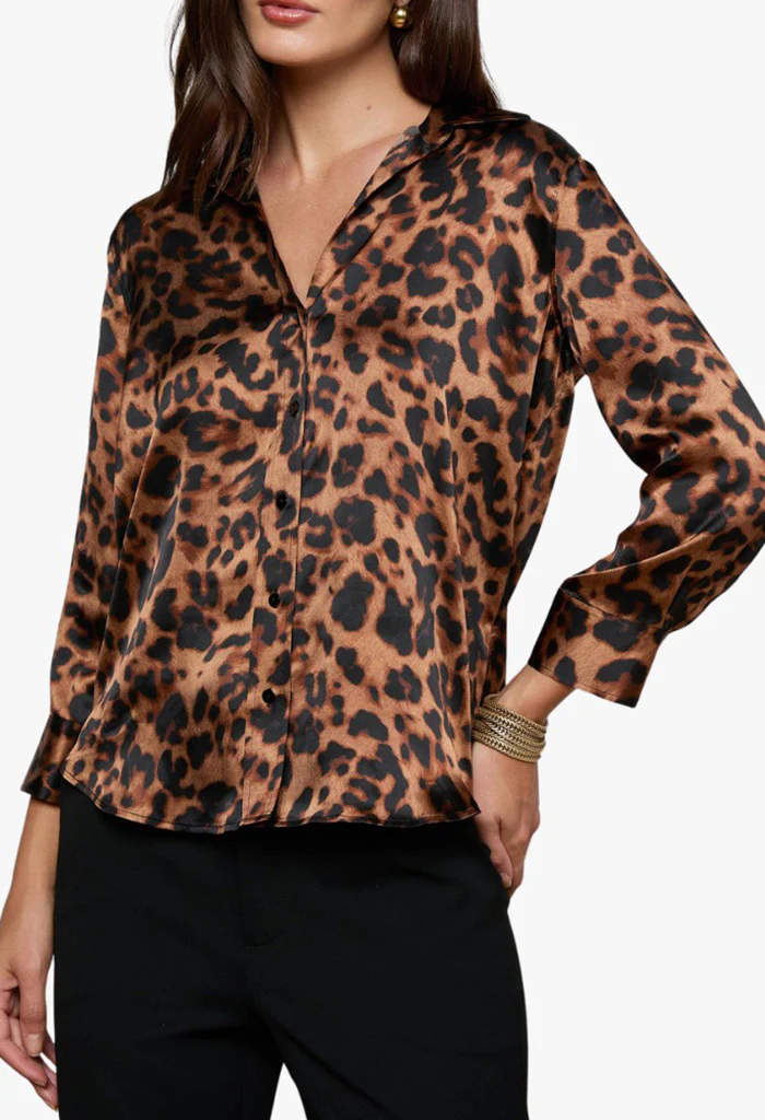 Dani 3/4 Sleeve Blouse - Brown Multi Amur Leopard - Image 4
