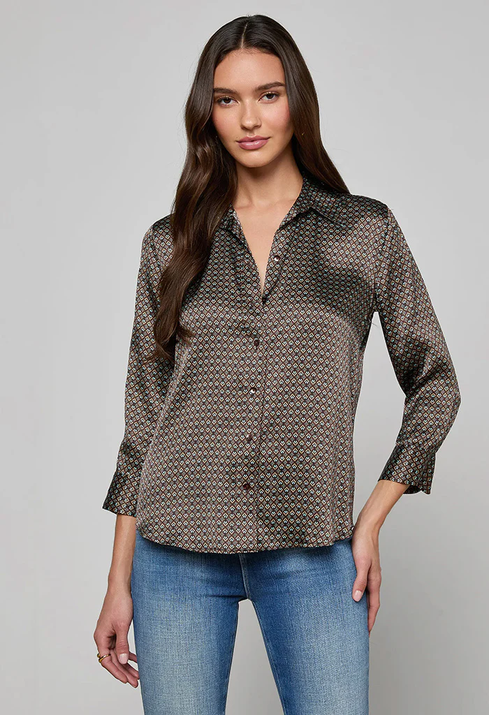 Dani Silk Blouse - Multi Art Deco Geo - Image 4