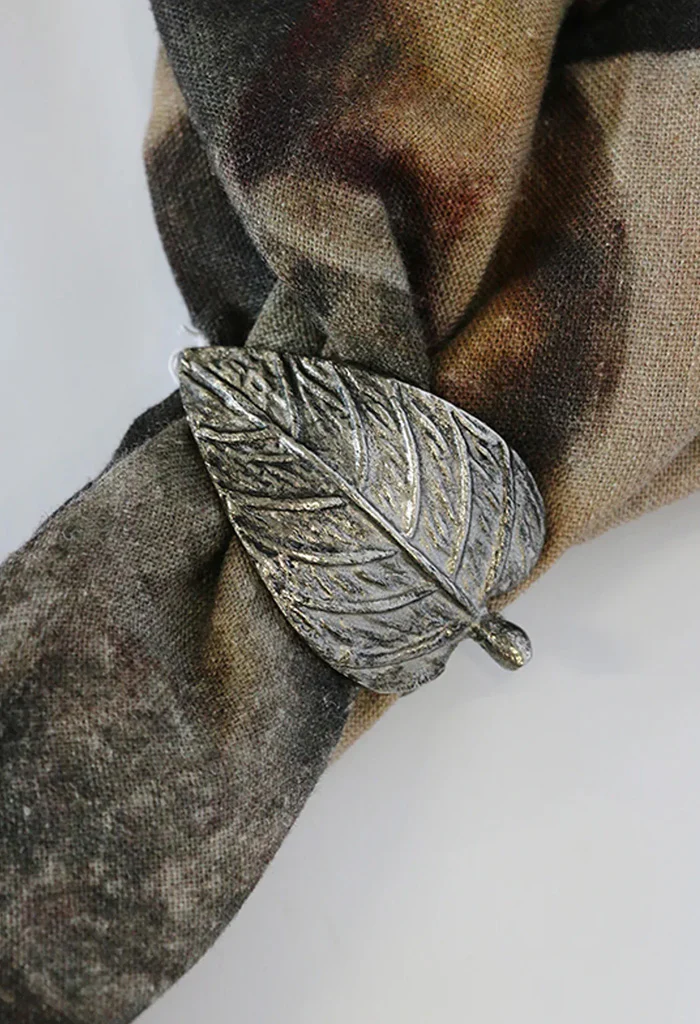 Duo Leaf Napkin Ring - Antique Silver - Image 2