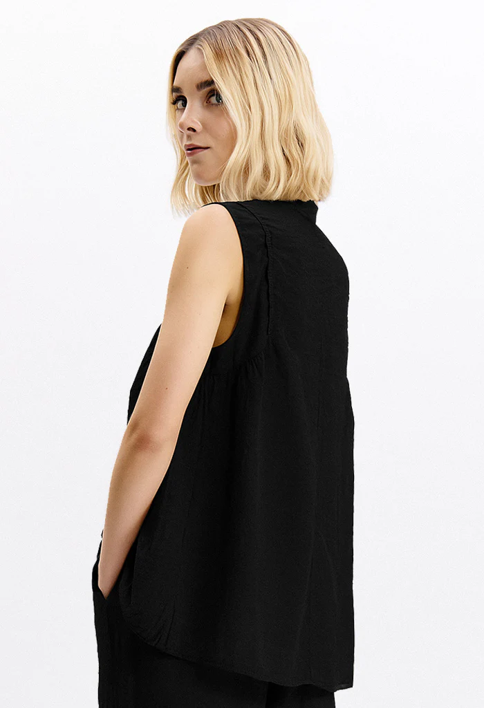 Seersucker Top - Black - Image 2
