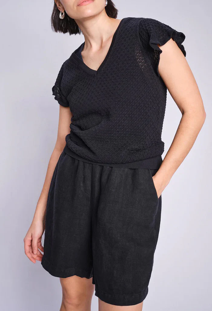 Eie Linen Bermuda Shorts - Black - Image 2