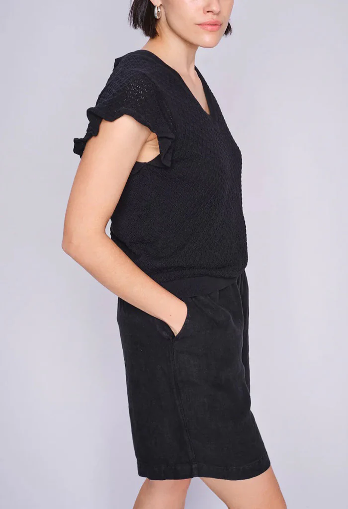 Eie Linen Bermuda Shorts - Black - Image 3