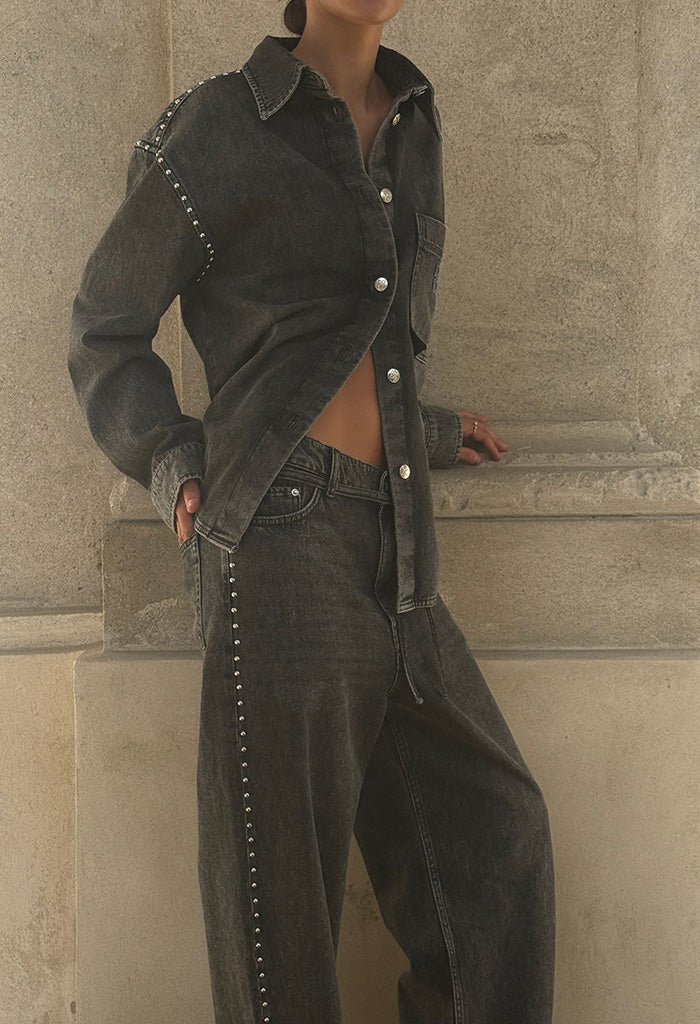 Elijah Embellished Denim Jeans - Black - Image 2