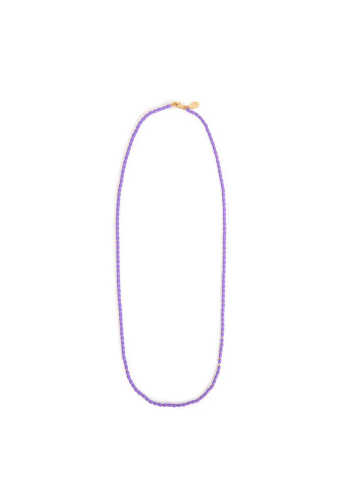 Enamel Barrel Chain Necklace 24" - Jacaranda