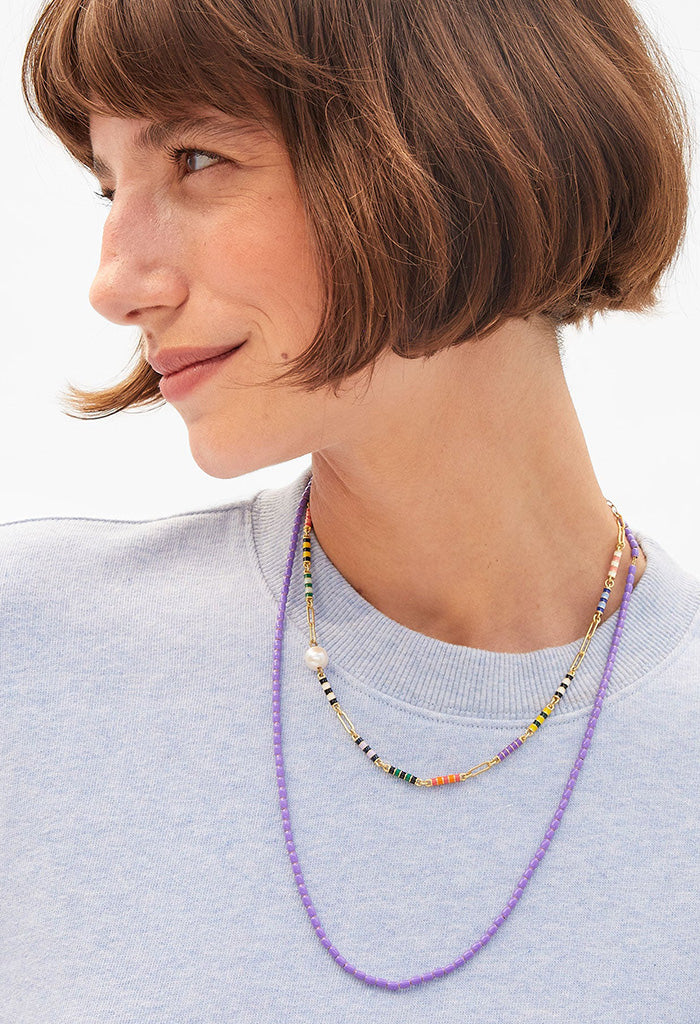 Enamel Barrel Chain Necklace 24" - Jacaranda - Image 2