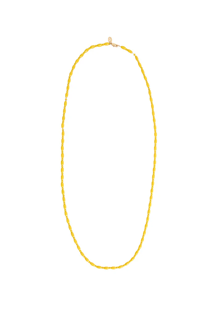 Enamel Bead Necklace - 30" - Yellow