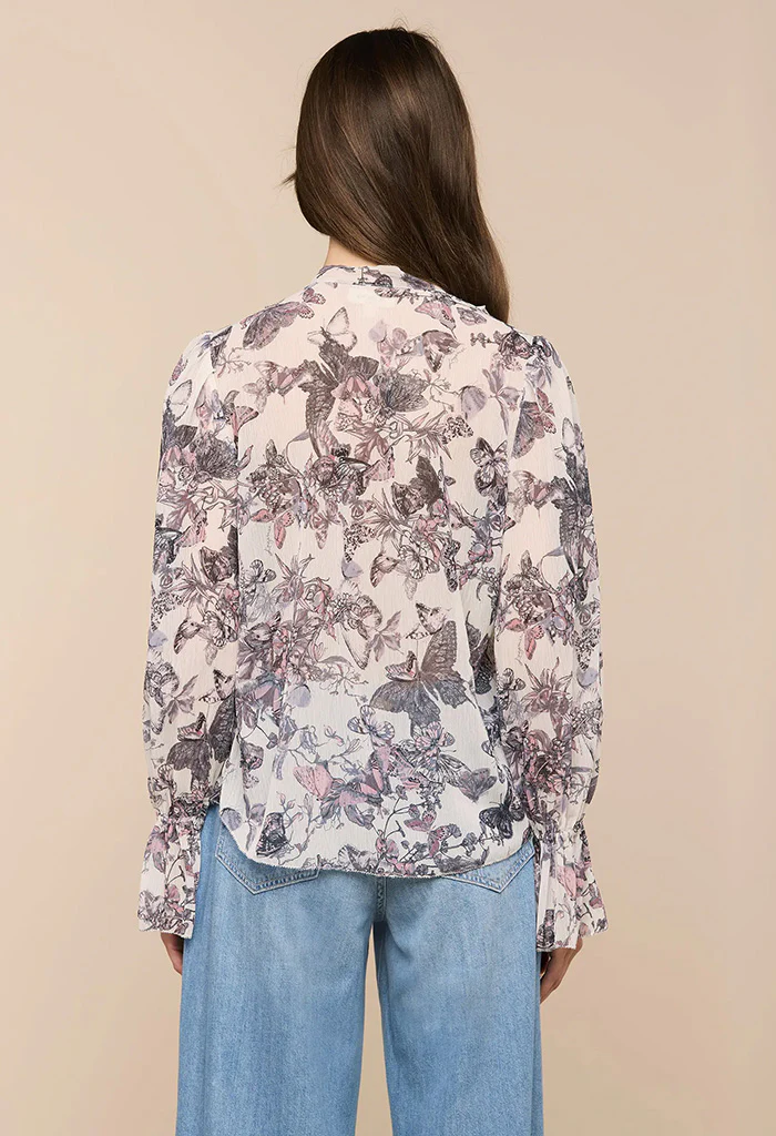 Eunice Blouse - Vintage White Watercolour Butterfly - Image 7