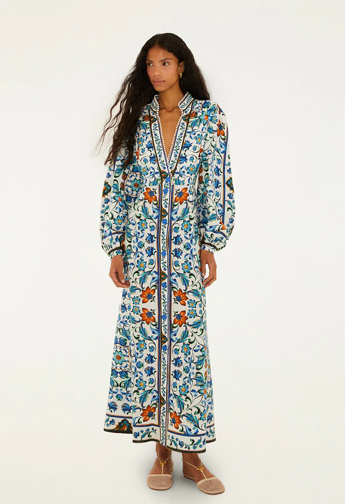 Flora Tile Off White Maxi Dress - Image 2