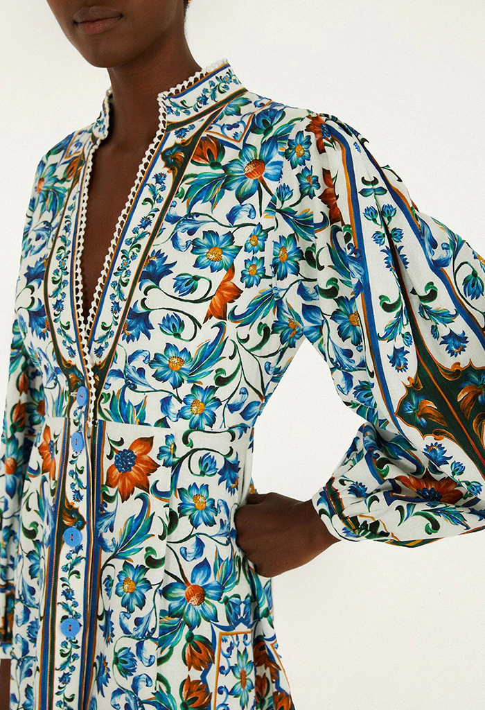 Flora Tile Off White Maxi Dress - Image 3