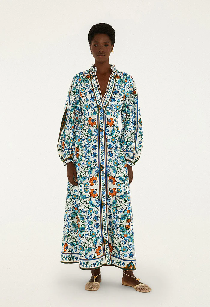 Flora Tile Off White Maxi Dress - Image 4