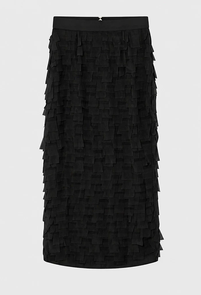 Flow Chiffon Fringe Skirt - Black - Image 3
