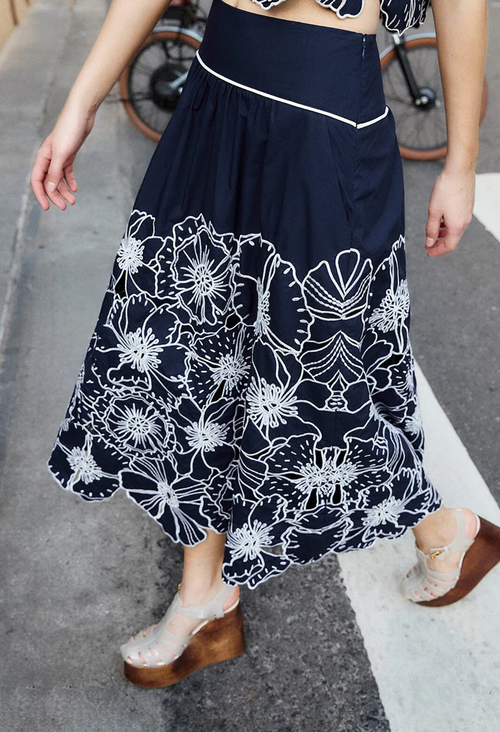 Flowers Richelieu Blue Skirt - Image 3