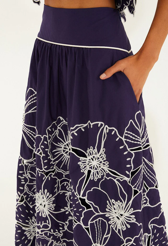 Flowers Richelieu Blue Skirt - Image 4