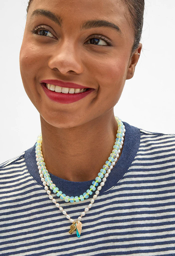 Freshwater Pearl Charm Necklace 18" - Multi - Image 3