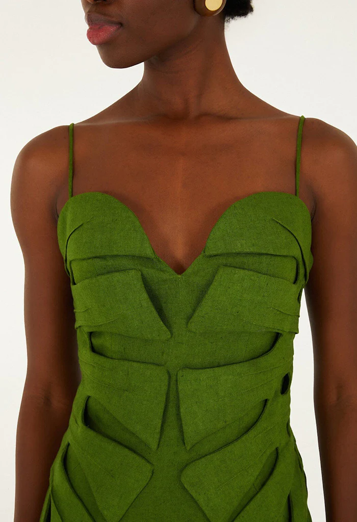 Green Monstera Leaf Sleeveless Maxi Dress - Image 4