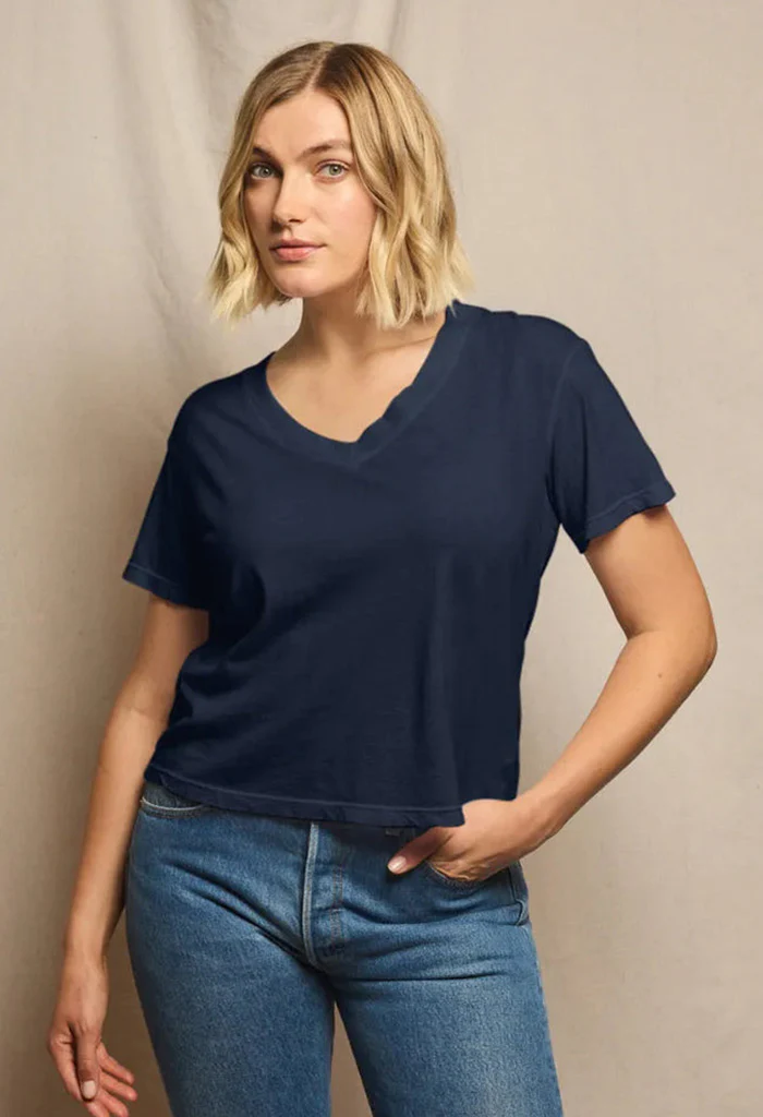 Hendrix Basic V-Neck T-Shirt - Navy - Image 3