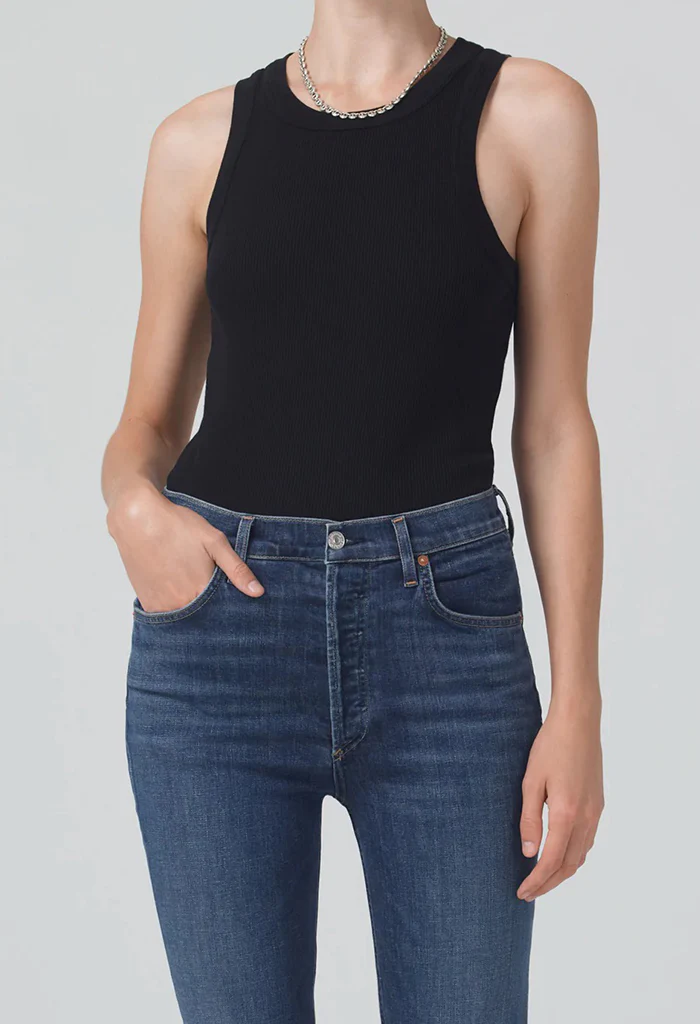 Isabel Rib Tank - Black - Image 4