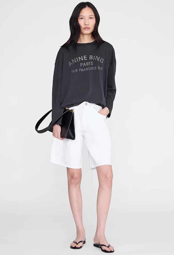 Ivan Long sleeve Paris Stencil - Washed Black - Image 2