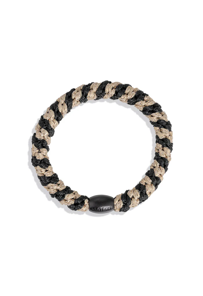 KKNEKKI Black-Beige Glitter Stripe Hair Ties