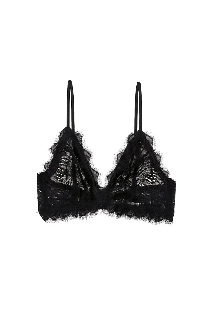 Lace Bra With Trim - Black