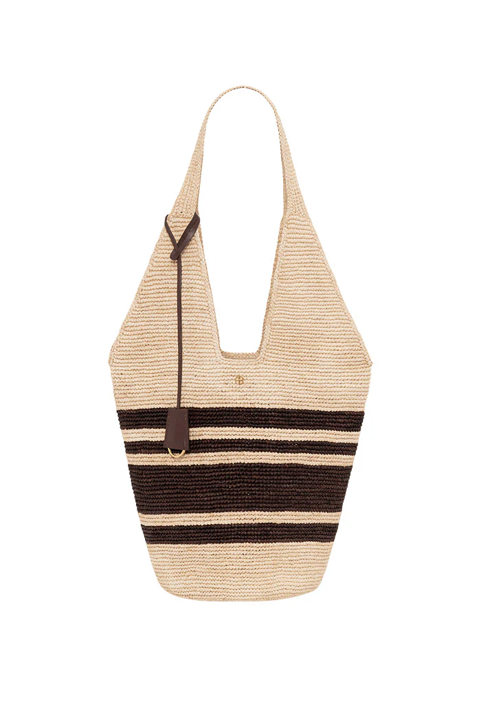 Leah Stripes Hobo Raffia - Natural / Brown