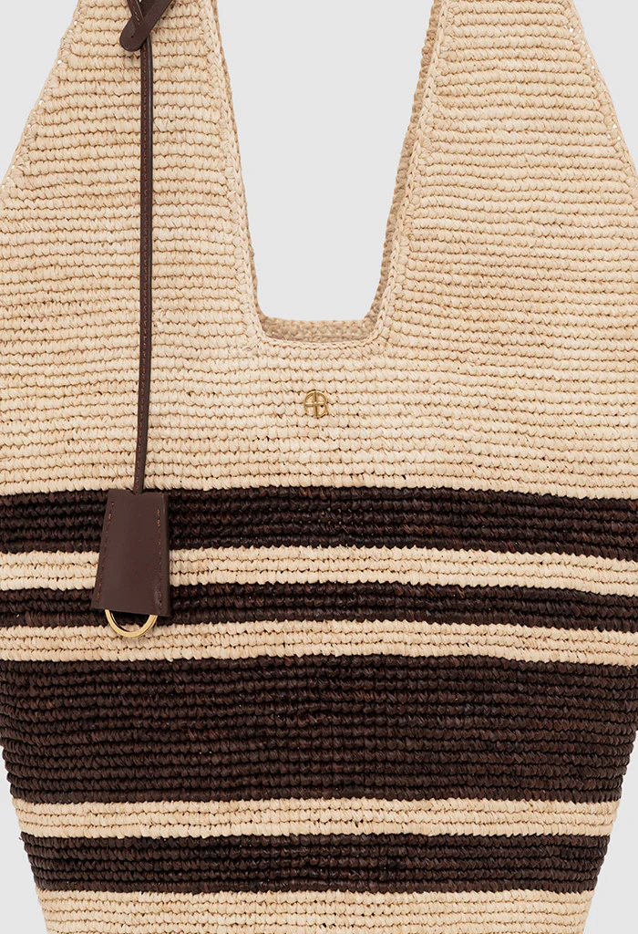 Leah Stripes Hobo Raffia - Natural / Brown - Image 3