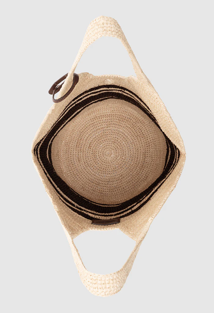 Leah Stripes Hobo Raffia - Natural / Brown - Image 4