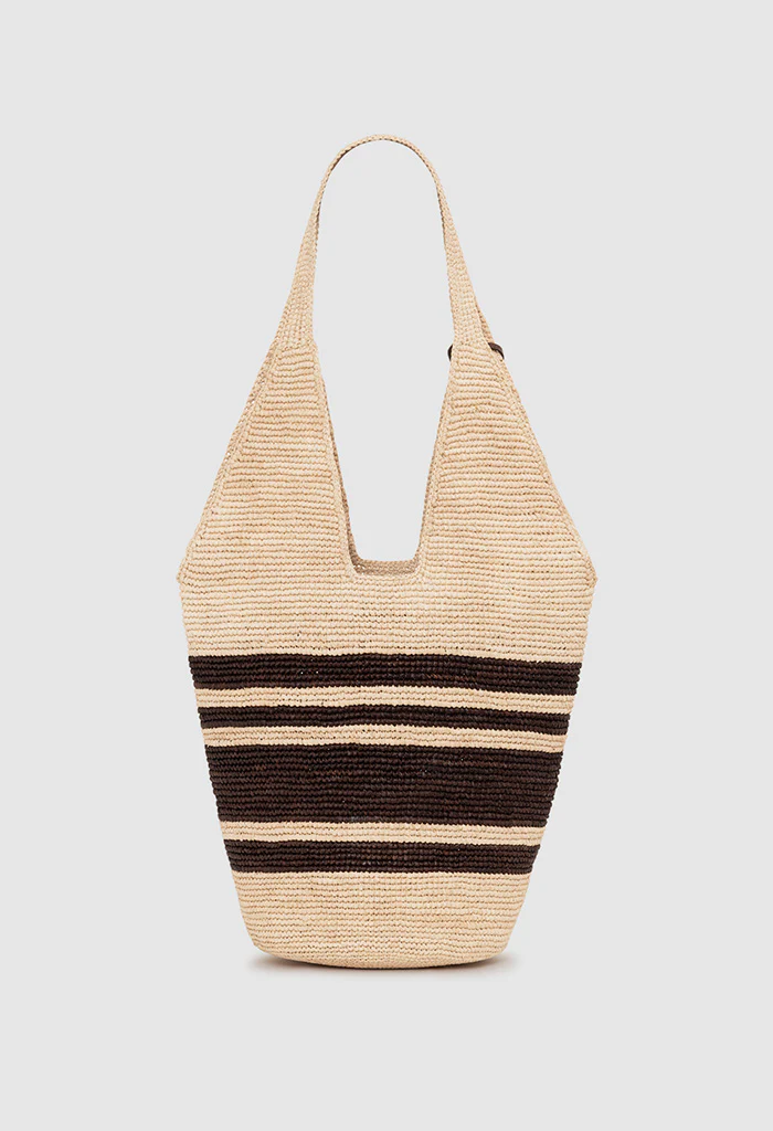 Leah Stripes Hobo Raffia - Natural / Brown - Image 5