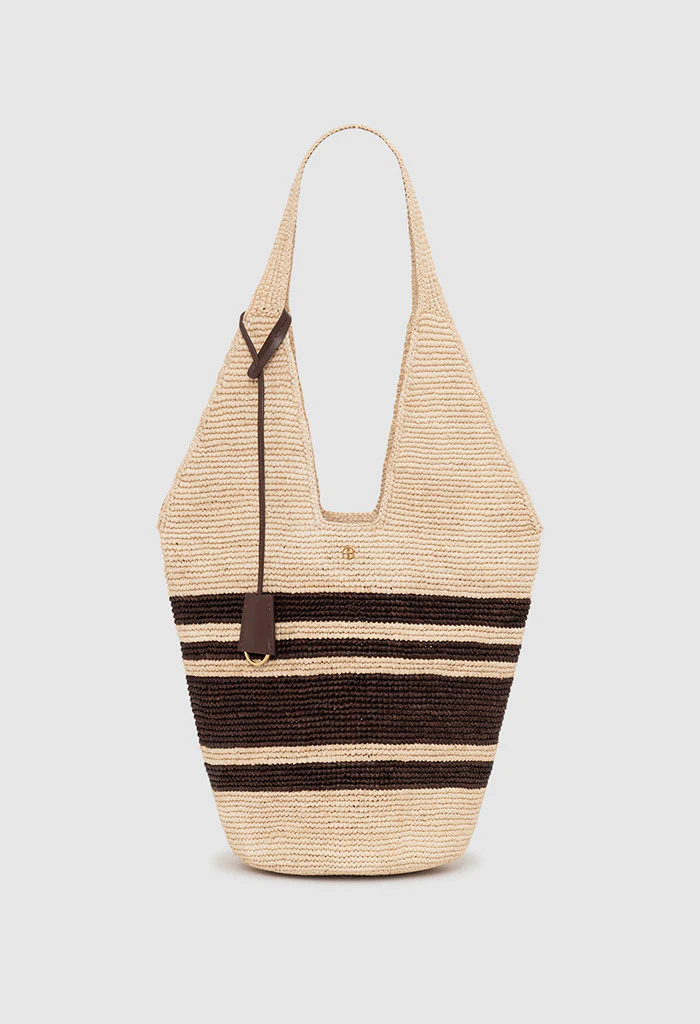 Leah Stripes Hobo Raffia - Natural / Brown - Image 6