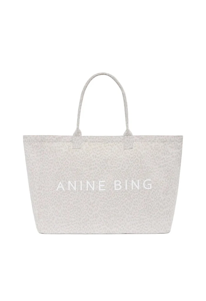 Leo Canvas Tote - Washed White Leopard