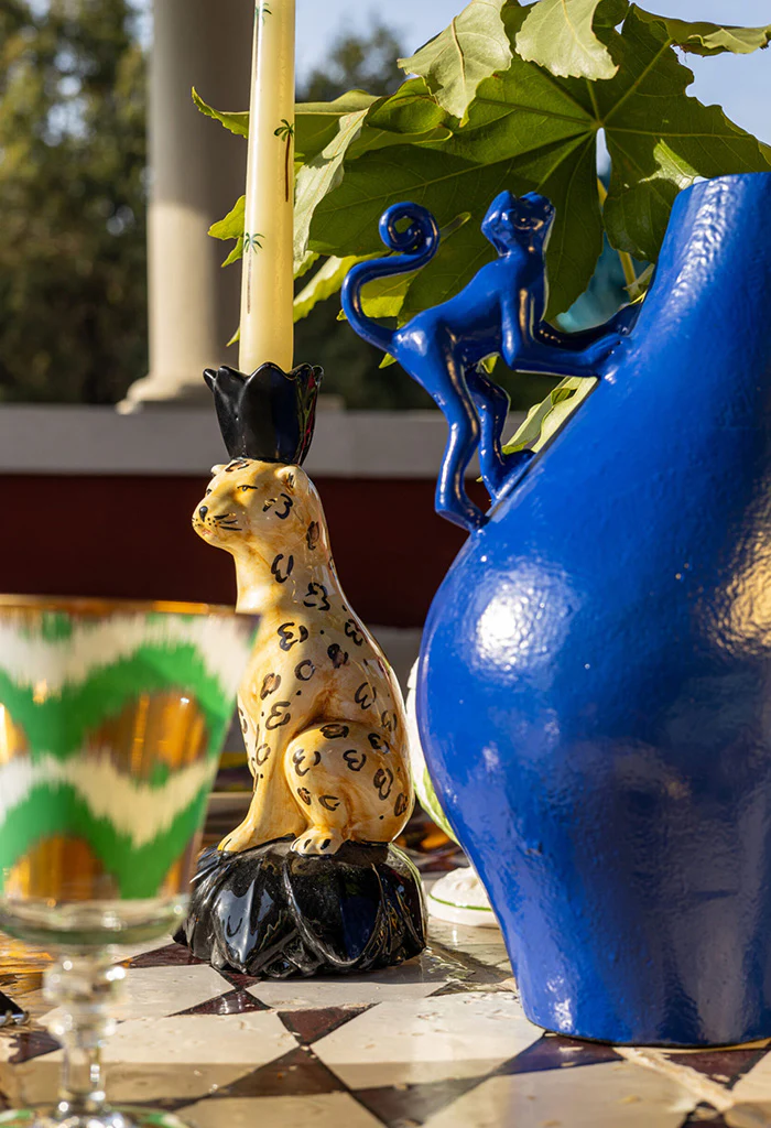 Leopard Ceramic Candlestick Holder - Image 3